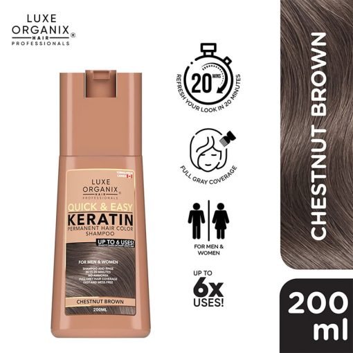 Luxe Organix Hair Color Shampoo Chestnut Brown 200ml