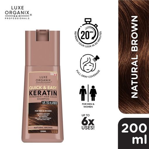 Luxe Organix Hair Color Shampoo Natural Brown 200ml