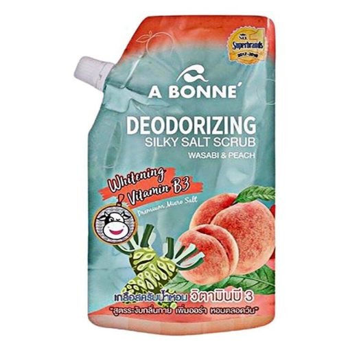 A Bonne Deodorizer Silky Salt Scrub Wasabi & Peach 350gm