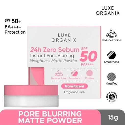 Luxe Organix 24H Zero Sebum Instant Pore Blurring Weightless Matte Powder SPF 50 PA+ Translucent