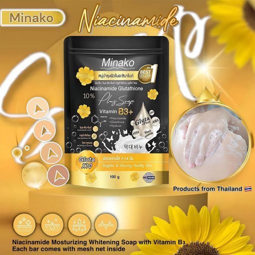 Minako Niacinamide Moisturizing Whitening Soap with Vitamin B3 100g