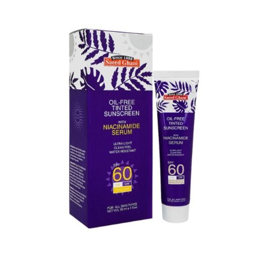 Saeed Ghani Oil Free Tinted Sunscreen With Niacinamide Serum SPF60 30ml Made in Pakistan