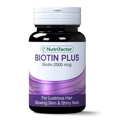 Nutrifactor Biotin Plus 2500 mcg For Lustrous Hair Glowing Skin & Shiny Nails 30 Tablets