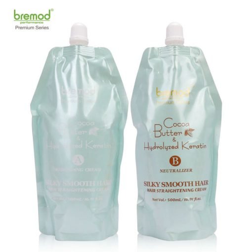 Bremod Performance Premium Series Hair Rebonding Cocoa Butter & Hydrolyzed Keratin A+B Set Especially for Silky Smooth Hair 2 x 500ml