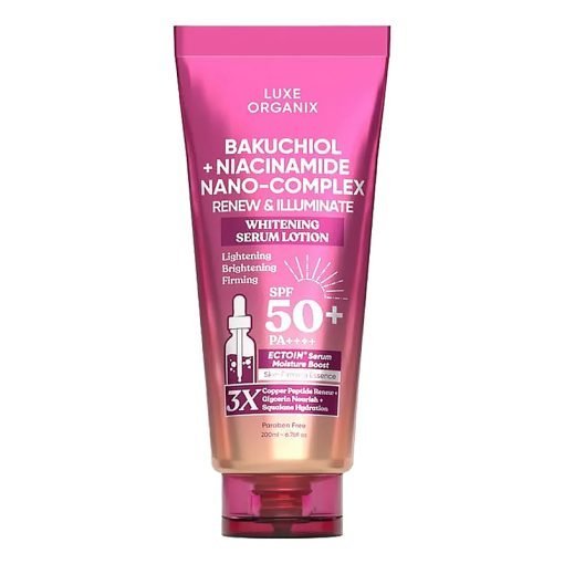 Luxe Organix Bakuchiol + Niacinamide Nano-Complex Renew & illuminate Whitening Serum Lotion SPF 50 200ml