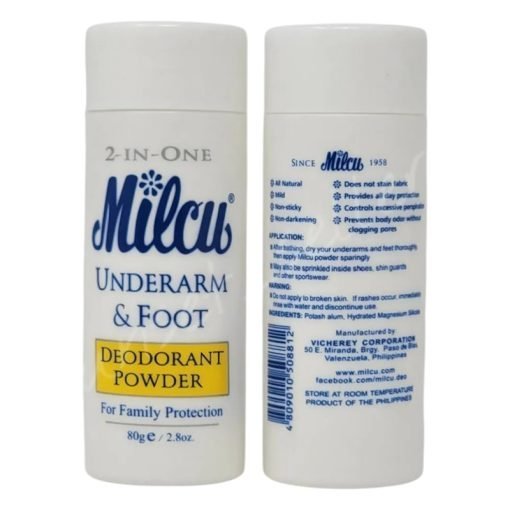 Milcu 2 in 1 Underarm & Foot Deodorant Powder 80g Made in Philippine