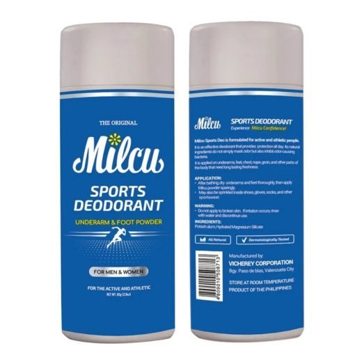 Milcu Sports Deodorant Underarm & Foot Deodorant Powder 80g Made in Philippine