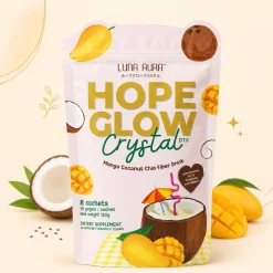 Luna Aura Hope Glow Crystal DTX Mango Coconut Chia Fiber Drink 120g 8 Sachets